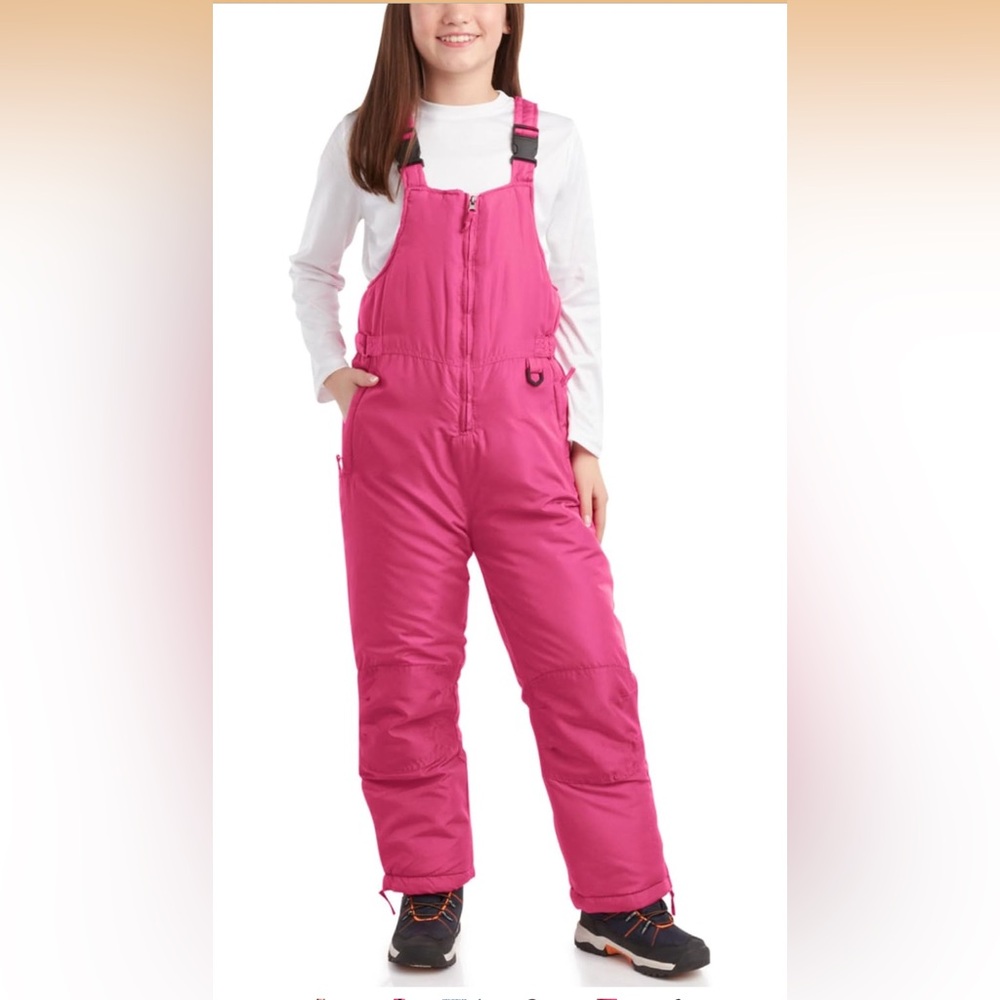 Kids Pink Insulated Snow Bib Overalls - Durable Winter Bibs